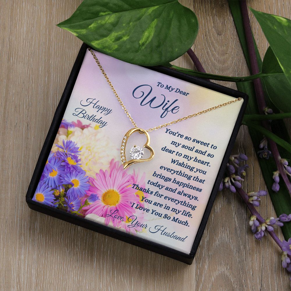 Happy Birthday from Husband - To My Dear Wife - So Sweet To My Soul - Forever Love Necklace - Wife Birthday Gift