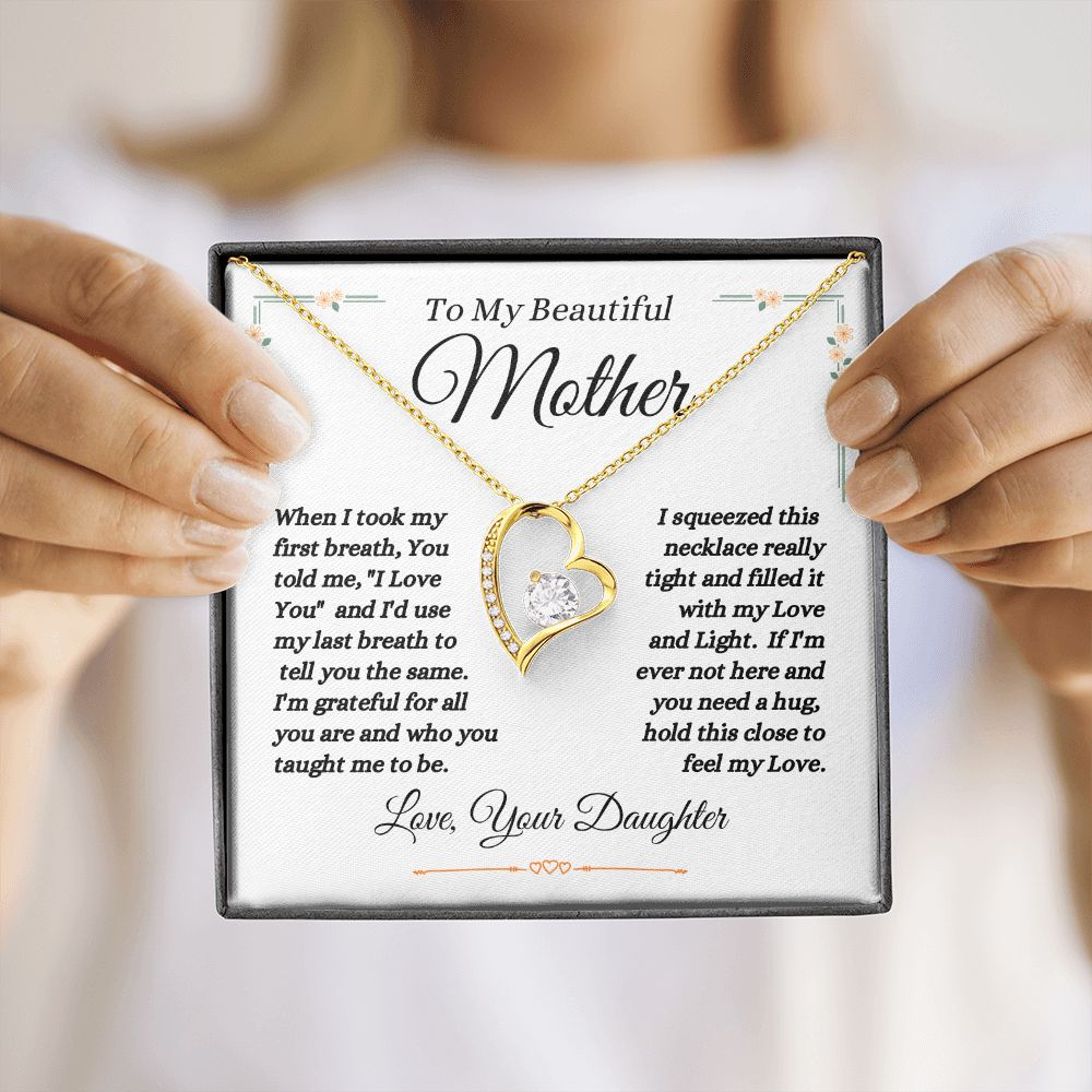 Daughter - To My Beautiful Mother - Love And Light - Forever Love Necklace - Mother Gift - Mother's Day- Birthday Gift - Holiday Gift