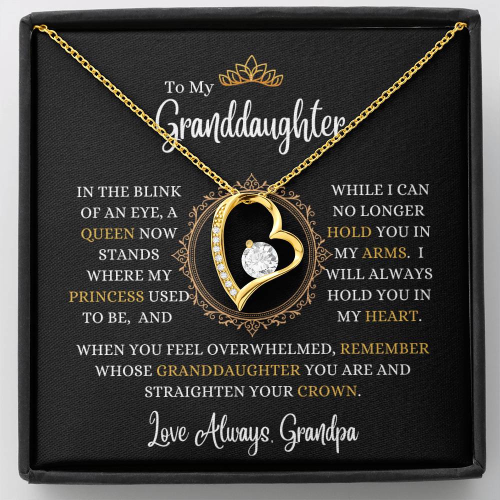 Grandpa - To My Granddaughter - A Queen Now Stands - Forever Love Necklace - Granddaughter Gift - Birthday Gift - Holiday Gift