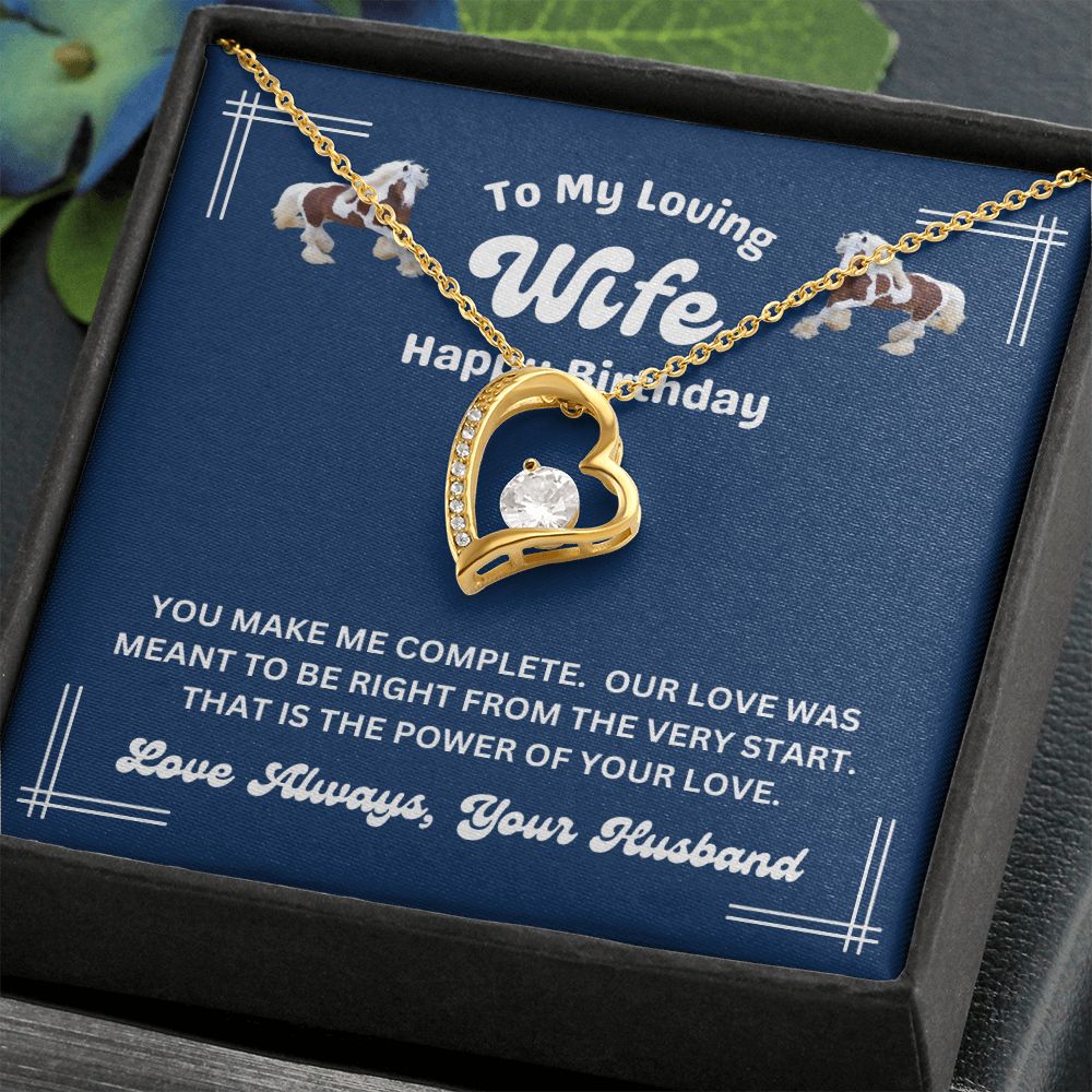 Happy Birthday from Husband - To My Loving Wife - You Make Me Complete - Forever Love Necklace - Wife Birthday Gift