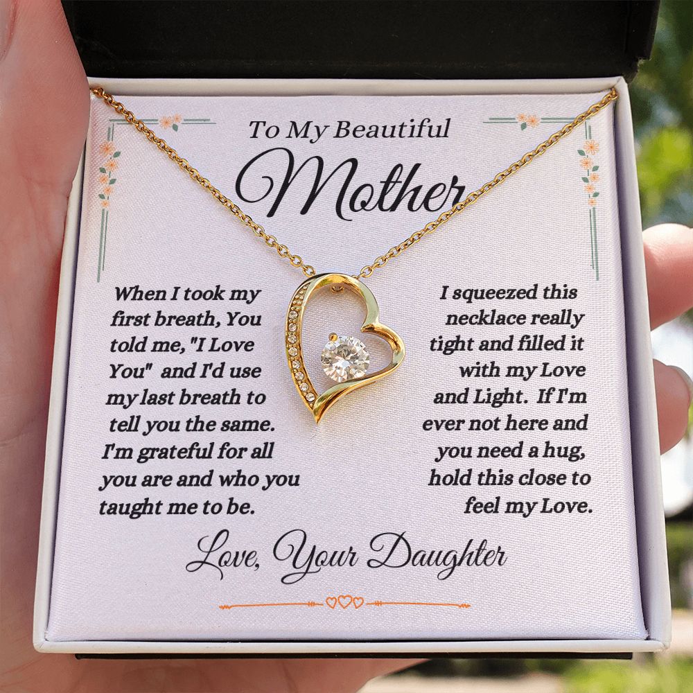 Daughter - To My Beautiful Mother - Love And Light - Forever Love Necklace - Mother Gift - Mother's Day- Birthday Gift - Holiday Gift