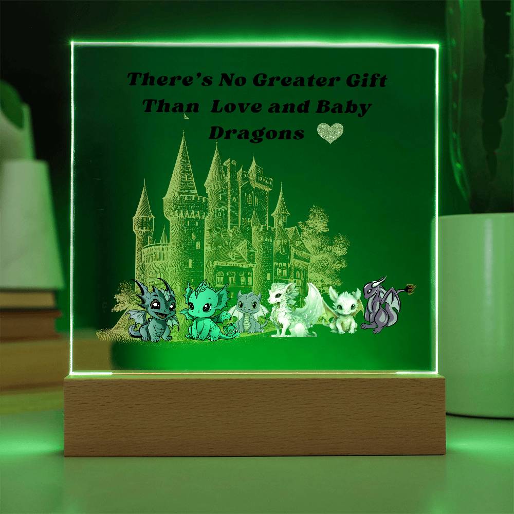 There's No Greater Gift Than Love And Baby Dragons - Acrylic Square LED Night Light - Kids Gift - Birthday Gift - Valentines - Special Occasions - Dragon Lovers - Kids Decor