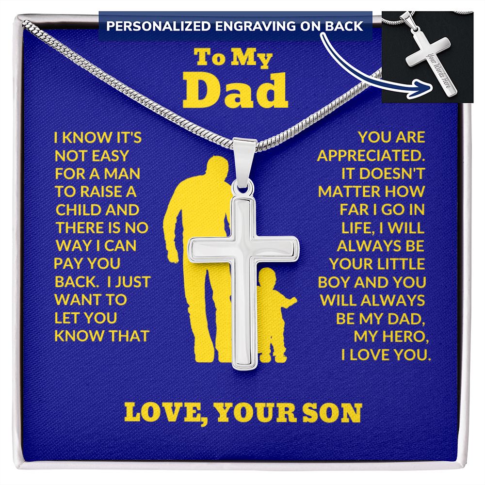 Son - To My Dad - Big Support - Personalized Cross Necklace - Dad Gift from Son - Father's Day Gift - Holiday Gift - Birthday Gift