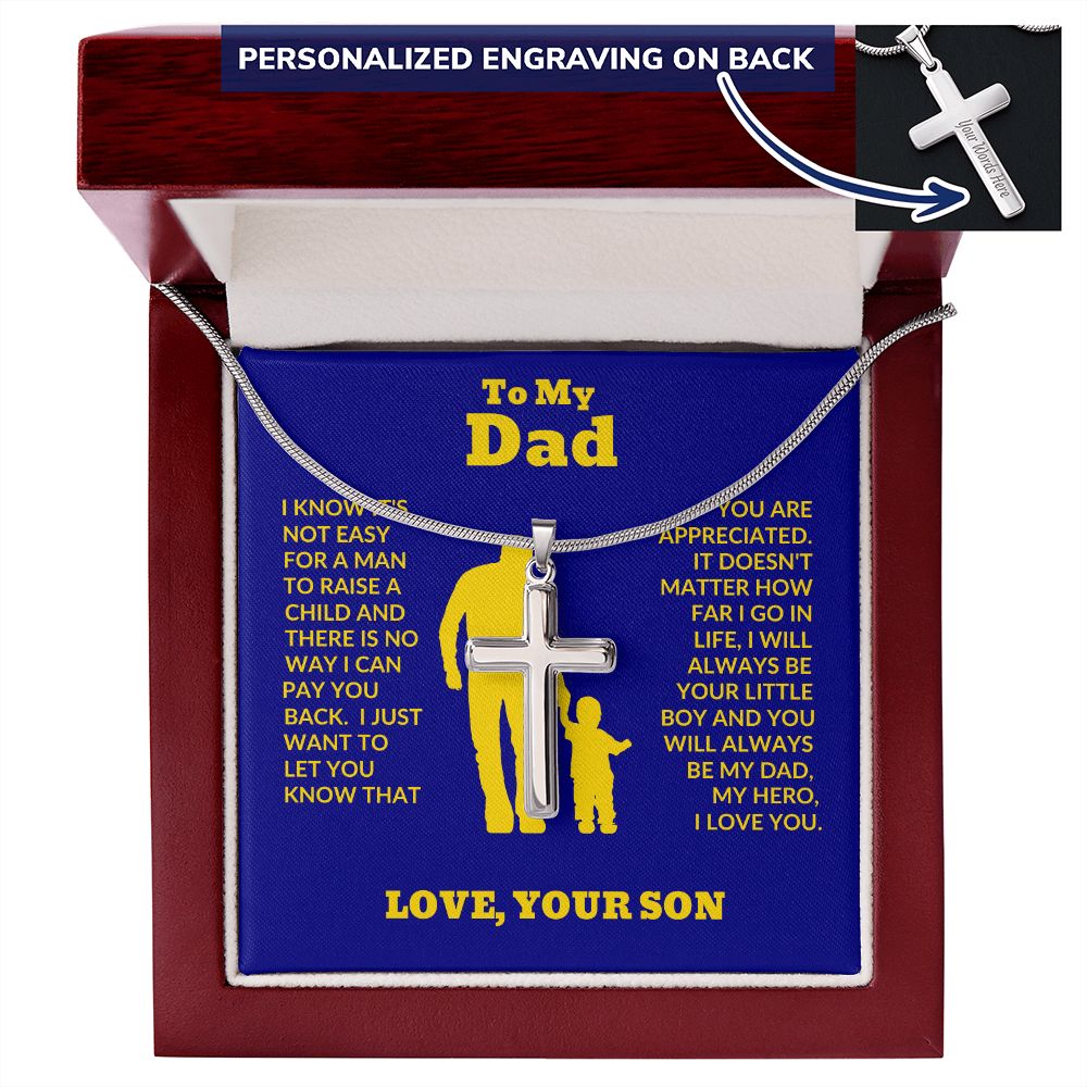 Son - To My Dad - Big Support - Personalized Cross Necklace - Dad Gift from Son - Father's Day Gift - Holiday Gift - Birthday Gift