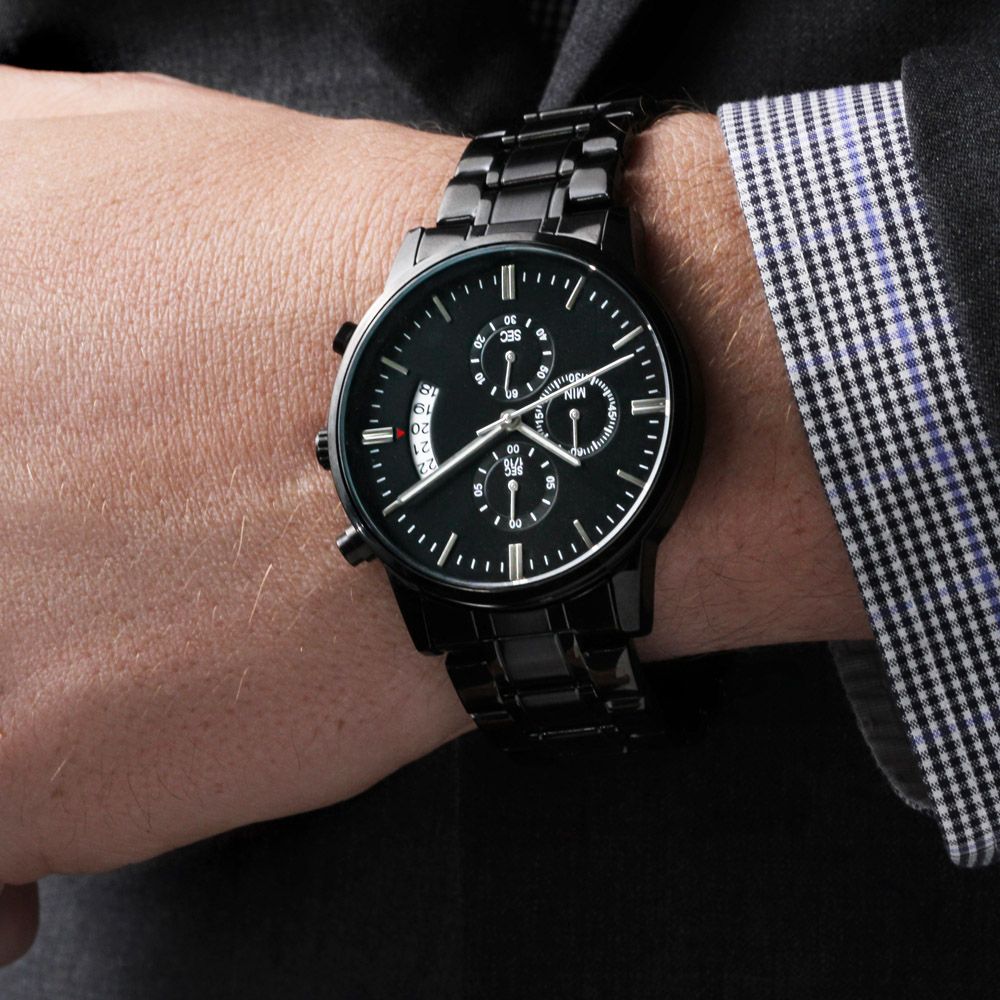 Buyer Customizable Engraved Black Chronograph Watch - Gift for Him - Birthday Gift - Graduation Gift - Christmas Gift