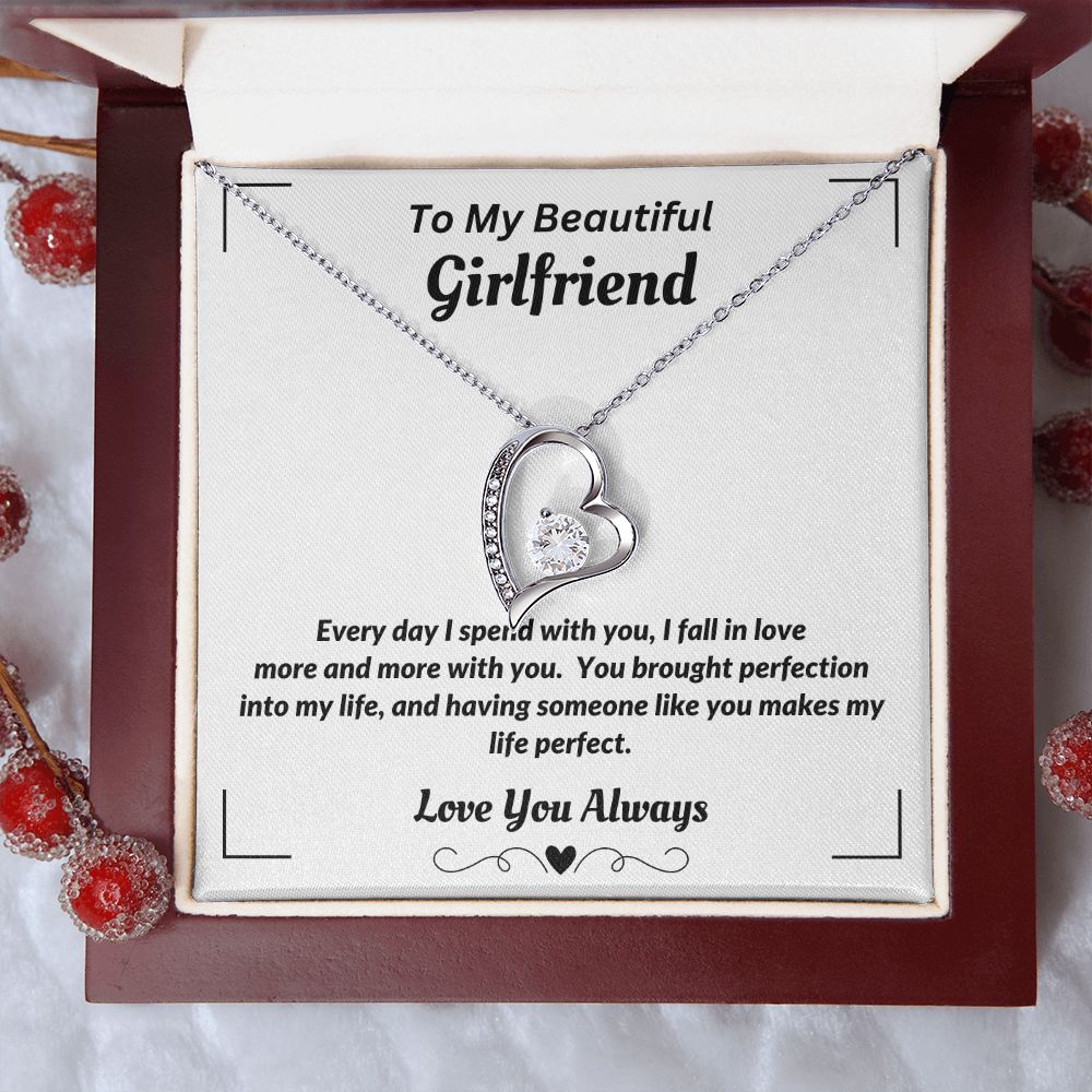 To My Beautiful Girlfriend -  I Fall In Love More - Forever Love Necklace