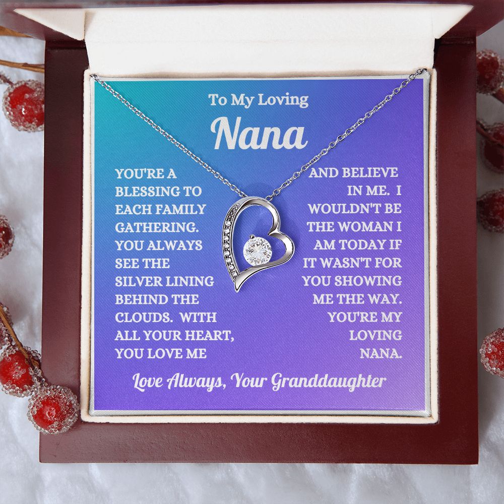 Granddaughter - To My Loving Nana - You Love Me And Believe In Me - Forever Love Necklace - Nana Gift - Birthday Gift - Christmas Gift - Special Occasion Gift