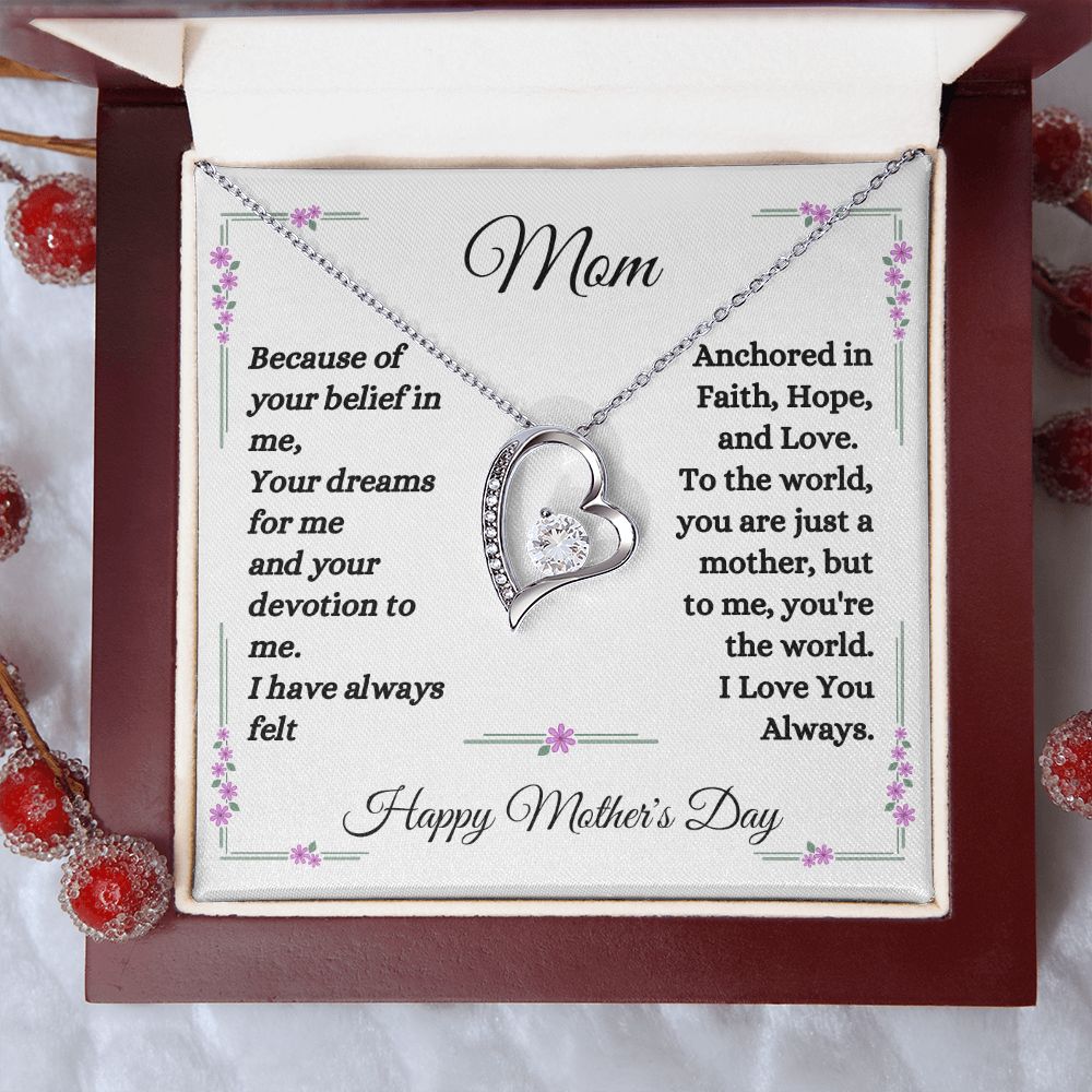 Happy Mother's Day - Mom - Anchored In Faith, Hope, And Love - Forever Love Necklace