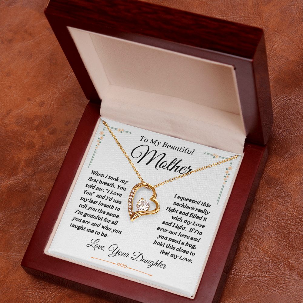 Daughter - To My Beautiful Mother - Love And Light - Forever Love Necklace - Mother Gift - Mother's Day- Birthday Gift - Holiday Gift