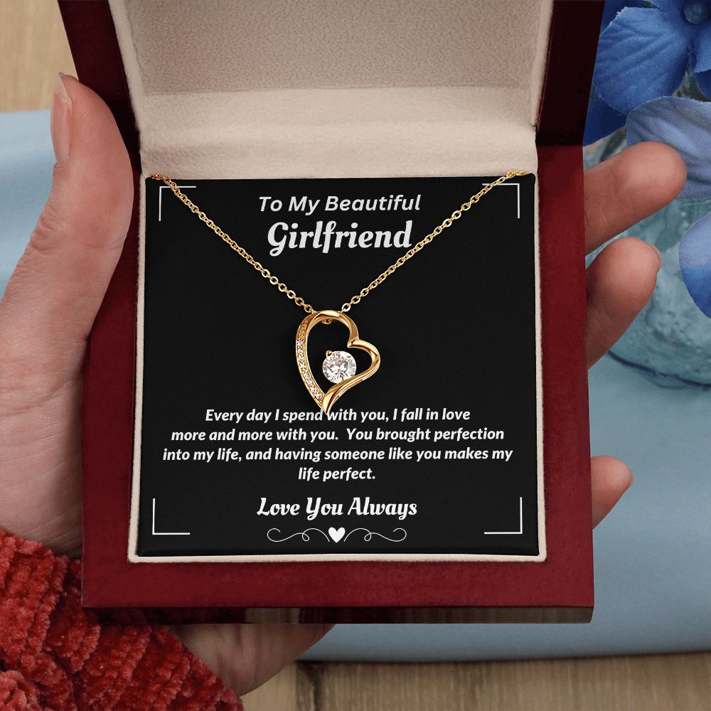 To My Beautiful Girlfriend - I fall In Love More - Forever Love Necklace