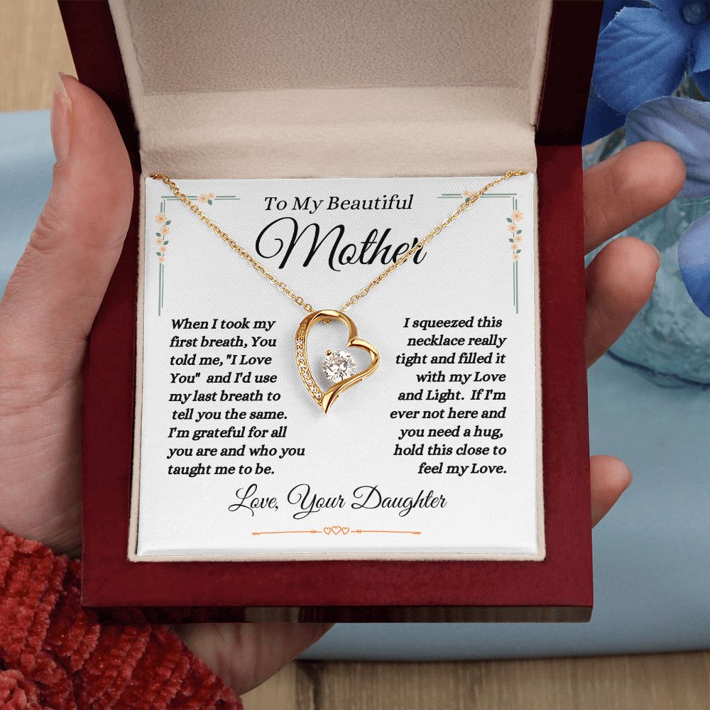 Daughter - To My Beautiful Mother - Love And Light - Forever Love Necklace - Mother Gift - Mother's Day- Birthday Gift - Holiday Gift