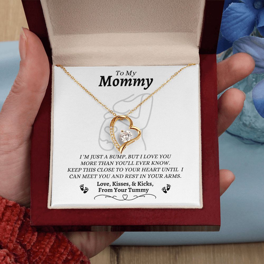 From Your Tummy - To My Mommy - I Love You - Forever Love Necklace - New Mom To Be - Baby Shower Gift - Expectant Mother Gift From Family & Friends