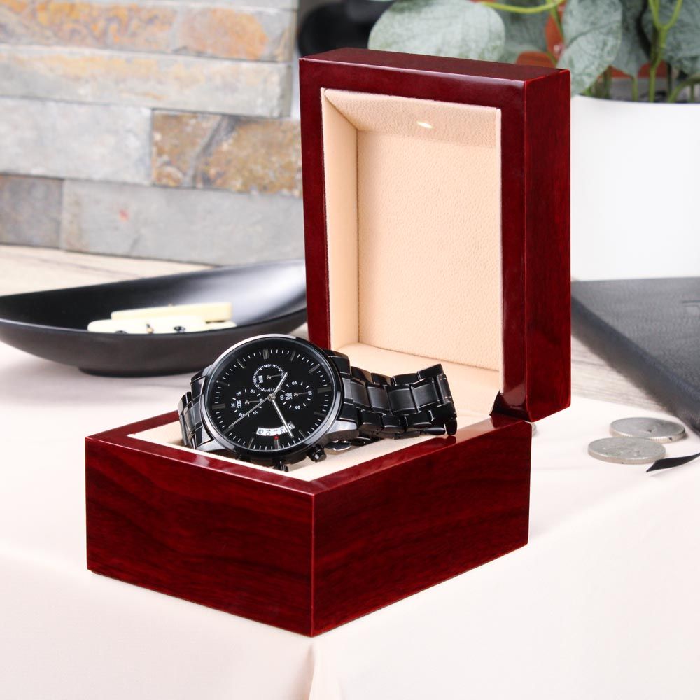 Buyer Customizable Engraved Black Chronograph Watch - Gift for Him - Birthday Gift - Graduation Gift - Christmas Gift