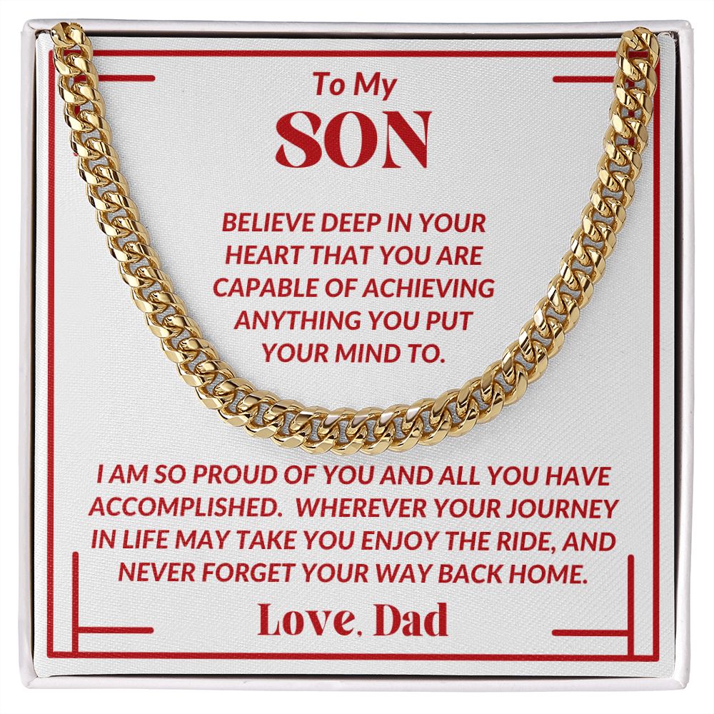 Dad - To My Son - Proud Of You - Cuban Link Chain - Son Gift - Birthday Gift - Graduation Gift - Holiday Gift