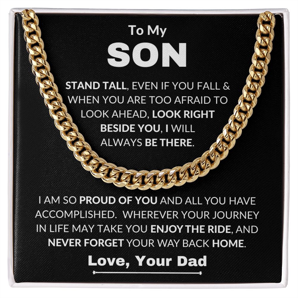 Dad - To My Son - Proud Of You - Cuban Link Chain - Son Gift - Grad Gift - Birthday Gift - Holiday Gift
