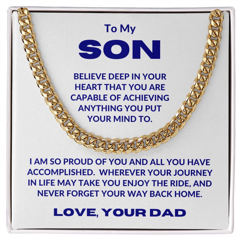 Dad - To My Son - In Your Heart - Cuban Link Chain - Son Gift - Graduation Gift - Birthday Gift - Holiday Gift