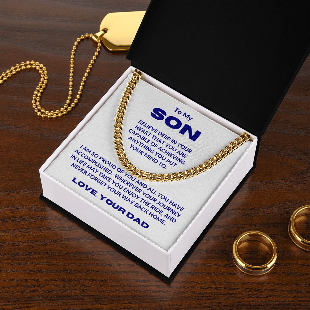 Dad - To My Son - In Your Heart - Cuban Link Chain - Son Gift - Graduation Gift - Birthday Gift - Holiday Gift