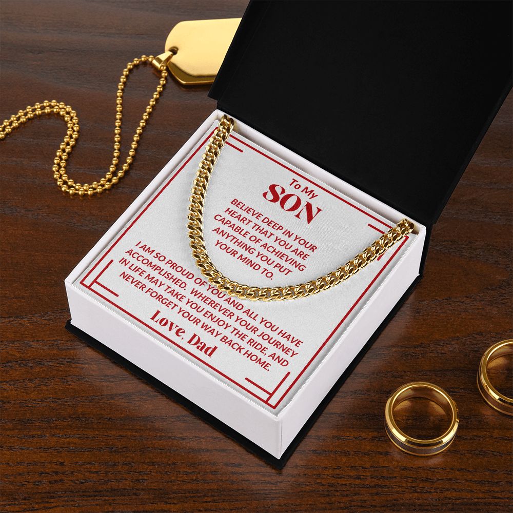 Dad - To My Son - Proud Of You - Cuban Link Chain - Son Gift - Birthday Gift - Graduation Gift - Holiday Gift