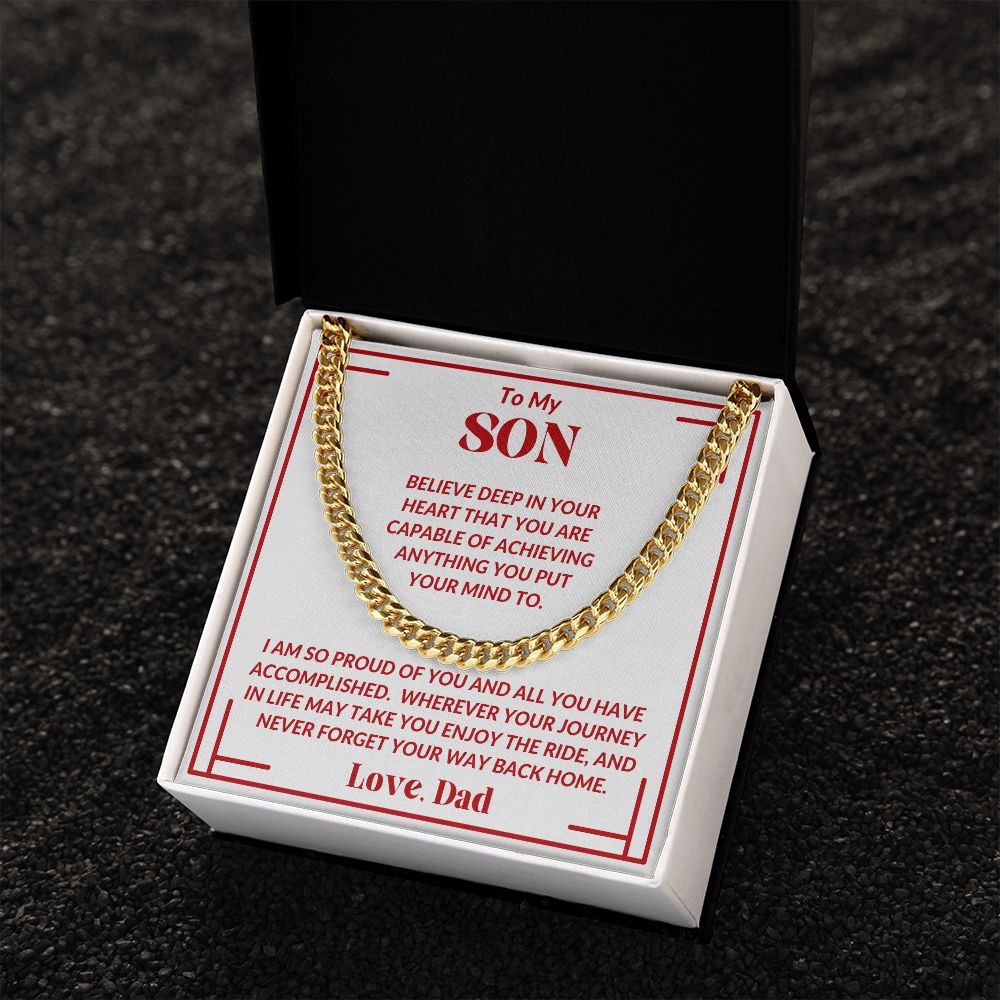 Dad - To My Son - Proud Of You - Cuban Link Chain - Son Gift - Birthday Gift - Graduation Gift - Holiday Gift