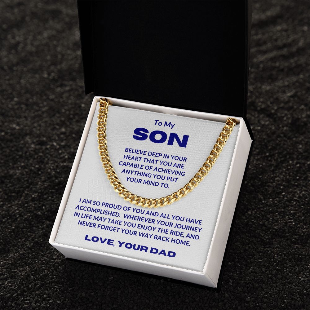 Dad - To My Son - In Your Heart - Cuban Link Chain - Son Gift - Graduation Gift - Birthday Gift - Holiday Gift