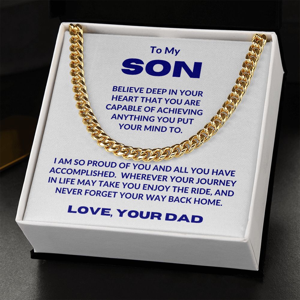 Dad - To My Son - In Your Heart - Cuban Link Chain - Son Gift - Graduation Gift - Birthday Gift - Holiday Gift
