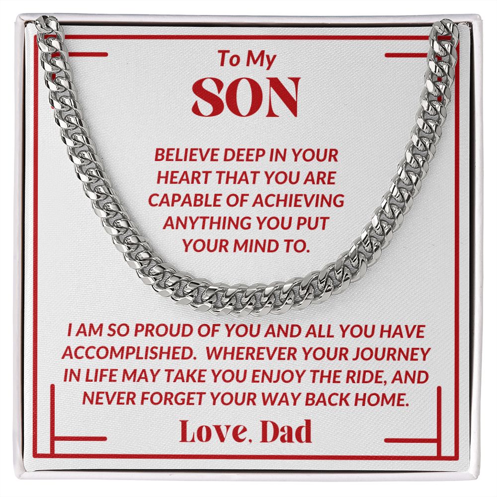 Dad - To My Son - Proud Of You - Cuban Link Chain - Son Gift - Birthday Gift - Graduation Gift - Holiday Gift
