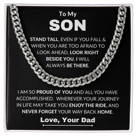 Dad - To My Son - Proud Of You - Cuban Link Chain - Son Gift - Grad Gift - Birthday Gift - Holiday Gift