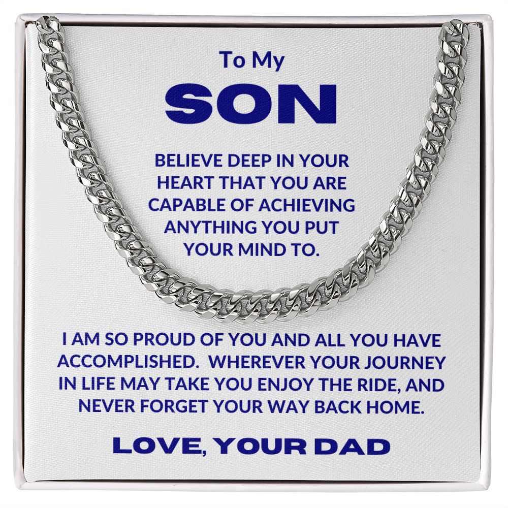 Dad - To My Son - In Your Heart - Cuban Link Chain - Son Gift - Graduation Gift - Birthday Gift - Holiday Gift