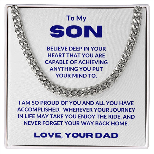 Dad - To My Son - In Your Heart - Cuban Link Chain - Son Gift - Graduation Gift - Birthday Gift - Holiday Gift