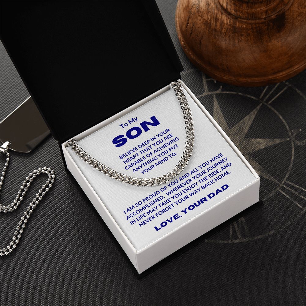 Dad - To My Son - In Your Heart - Cuban Link Chain - Son Gift - Graduation Gift - Birthday Gift - Holiday Gift