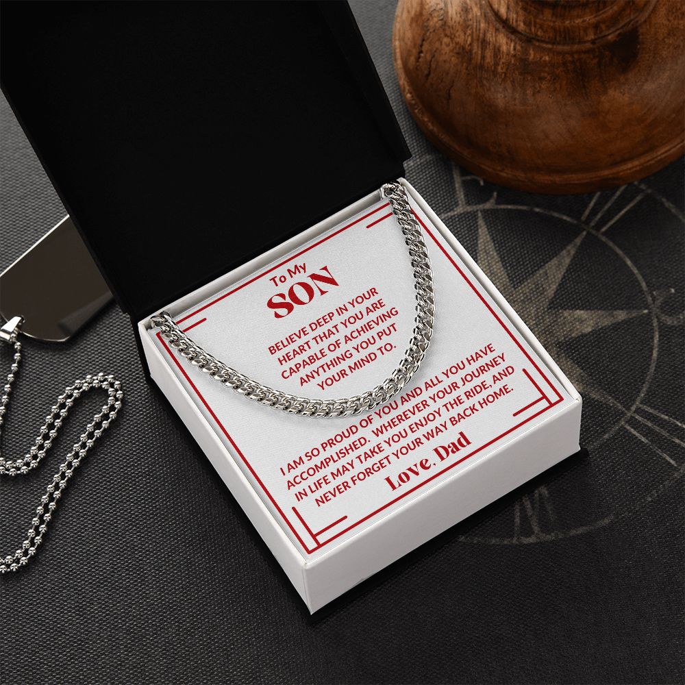 Dad - To My Son - Proud Of You - Cuban Link Chain - Son Gift - Birthday Gift - Graduation Gift - Holiday Gift