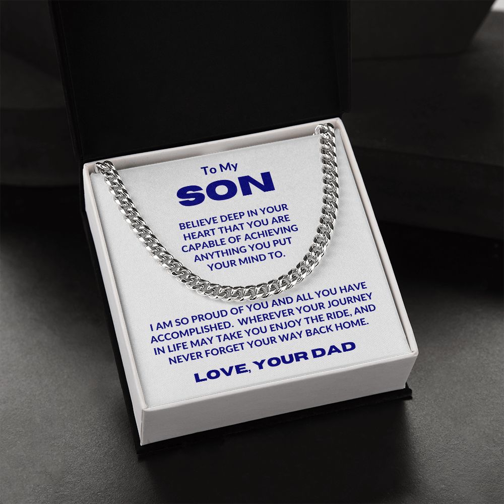 Dad - To My Son - In Your Heart - Cuban Link Chain - Son Gift - Graduation Gift - Birthday Gift - Holiday Gift