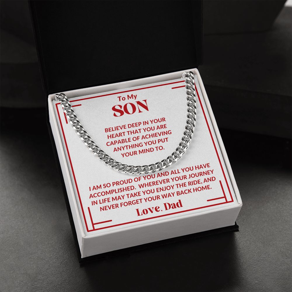 Dad - To My Son - Proud Of You - Cuban Link Chain - Son Gift - Birthday Gift - Graduation Gift - Holiday Gift