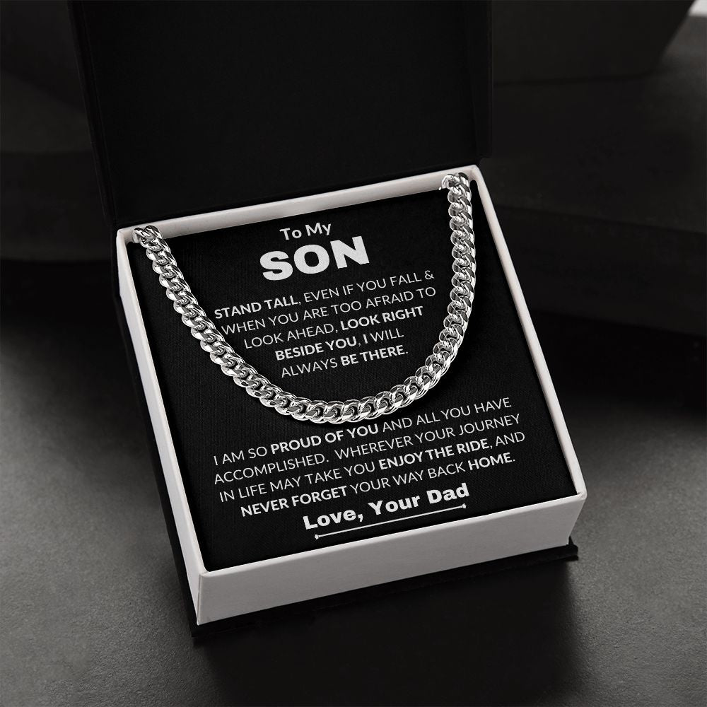 Dad - To My Son - Proud Of You - Cuban Link Chain - Son Gift - Grad Gift - Birthday Gift - Holiday Gift