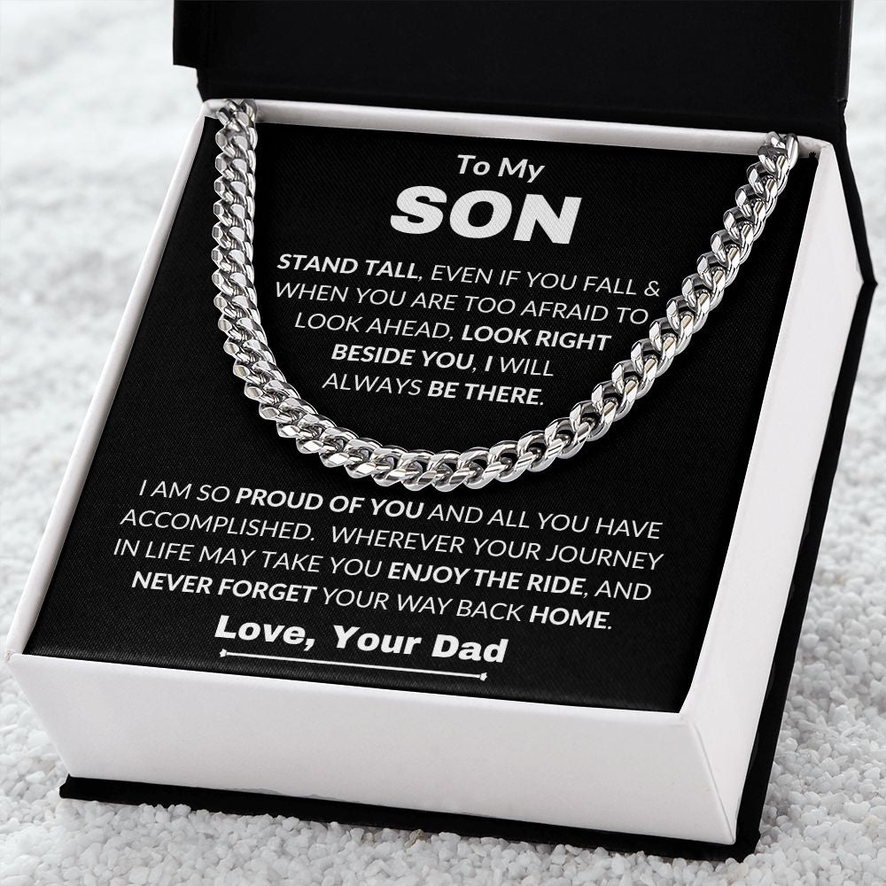 Dad - To My Son - Proud Of You - Cuban Link Chain - Son Gift - Grad Gift - Birthday Gift - Holiday Gift