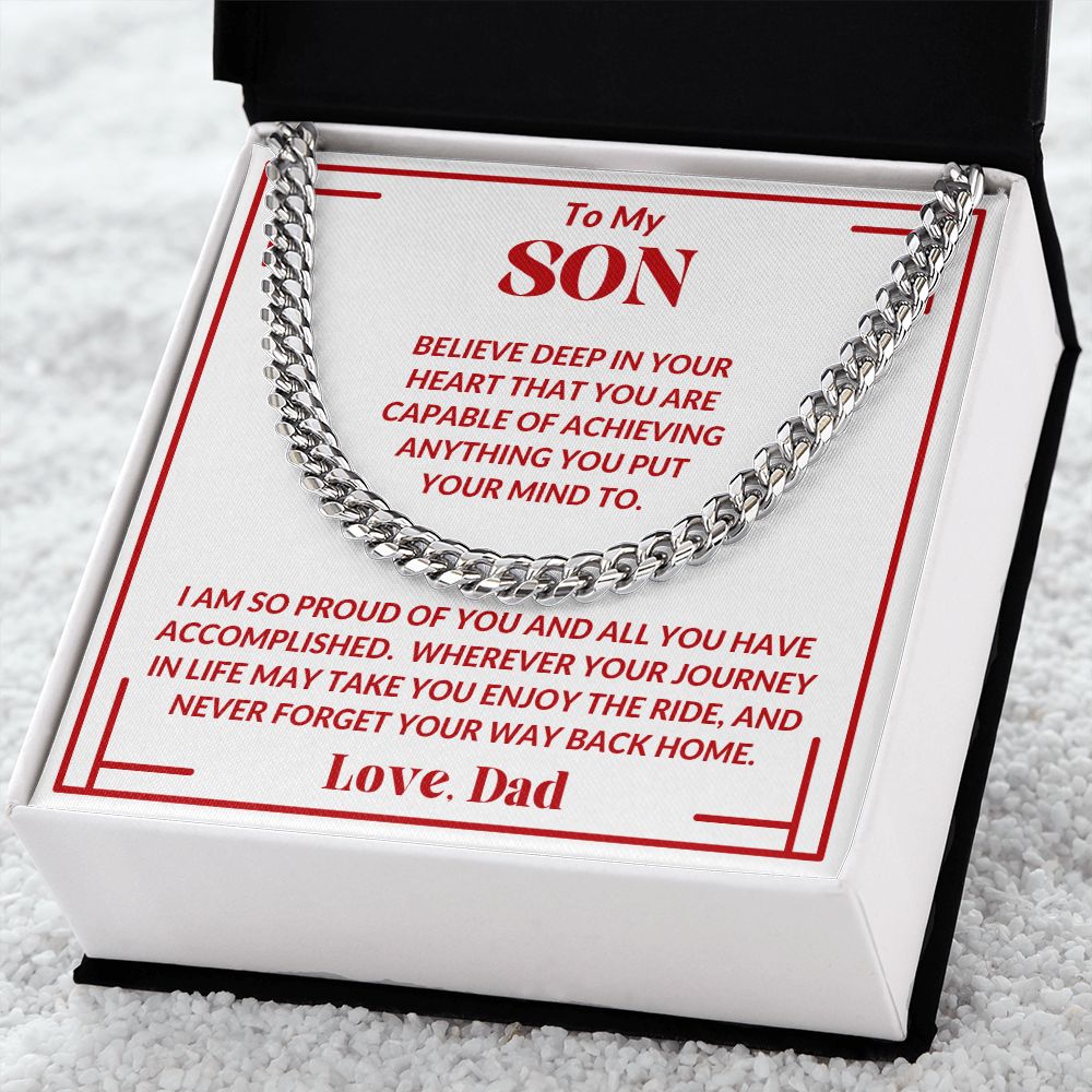 Dad - To My Son - Proud Of You - Cuban Link Chain - Son Gift - Birthday Gift - Graduation Gift - Holiday Gift