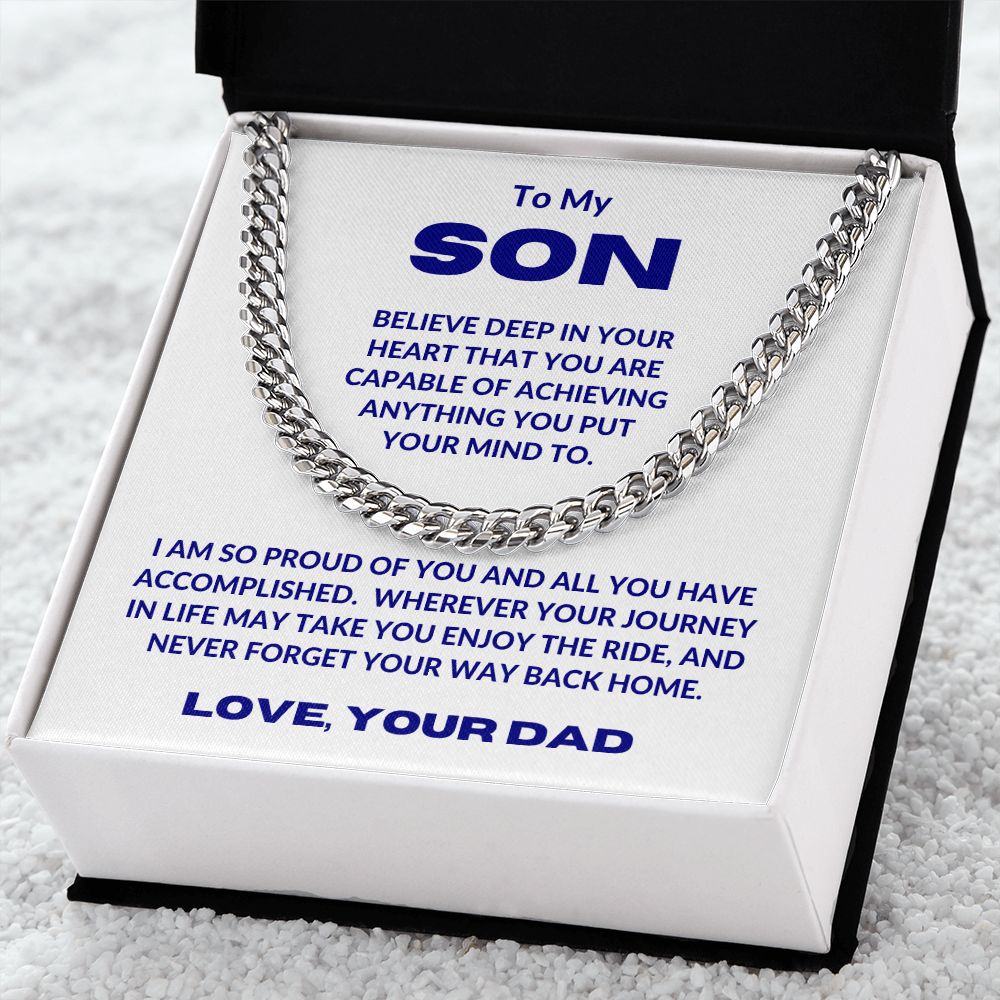 Dad - To My Son - In Your Heart - Cuban Link Chain - Son Gift - Graduation Gift - Birthday Gift - Holiday Gift