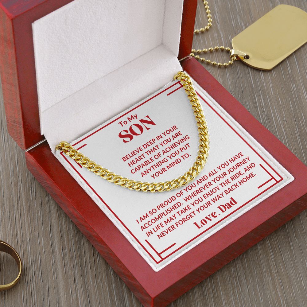Dad - To My Son - Proud Of You - Cuban Link Chain - Son Gift - Birthday Gift - Graduation Gift - Holiday Gift