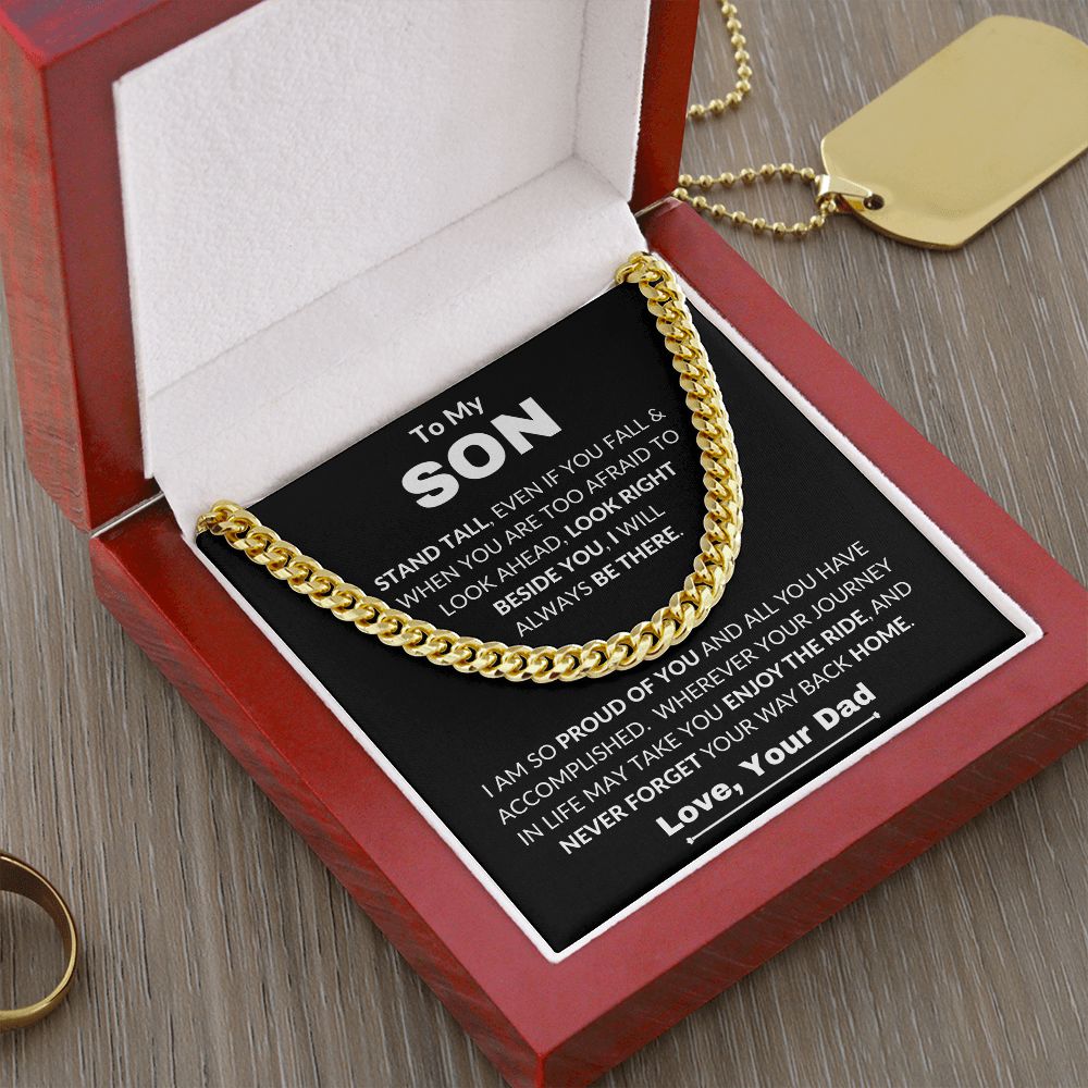 Dad - To My Son - Proud Of You - Cuban Link Chain - Son Gift - Grad Gift - Birthday Gift - Holiday Gift