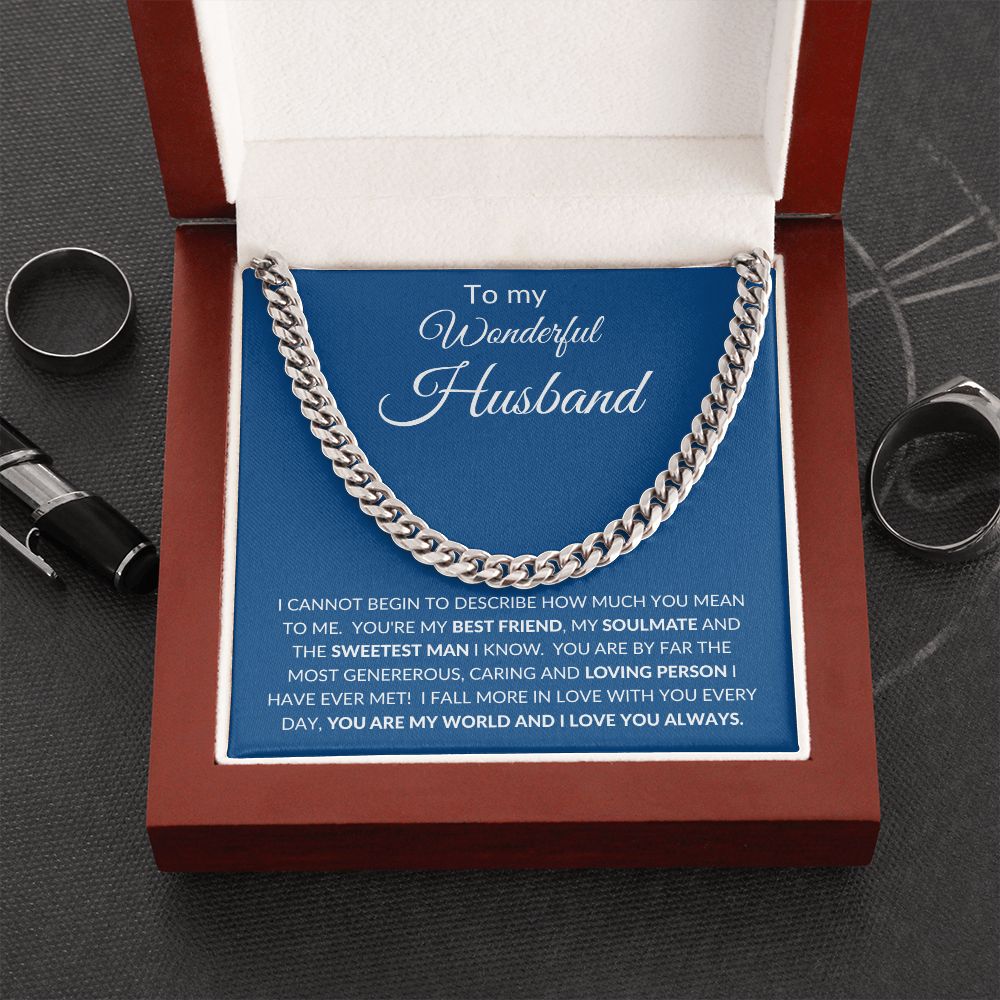 To My Wonderful Husband - You Are My World - Cuban Link Chain