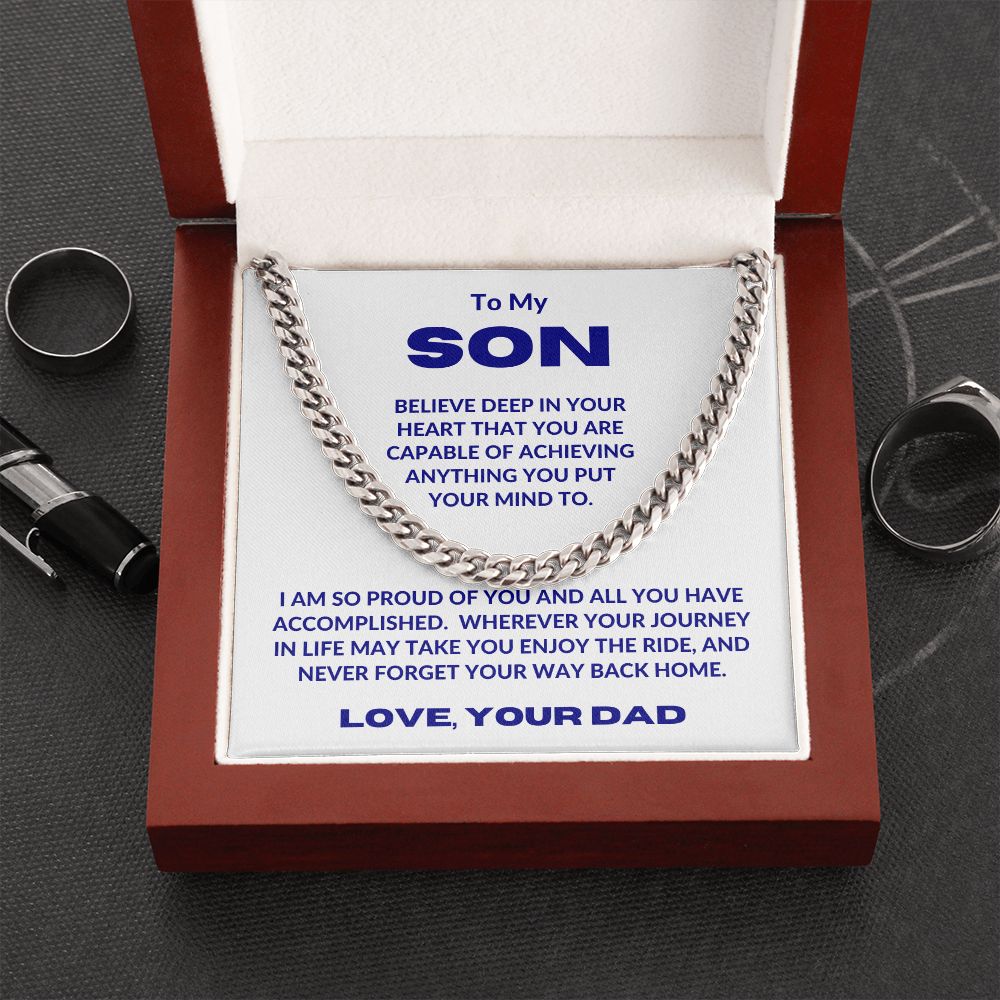 Dad - To My Son - In Your Heart - Cuban Link Chain - Son Gift - Graduation Gift - Birthday Gift - Holiday Gift