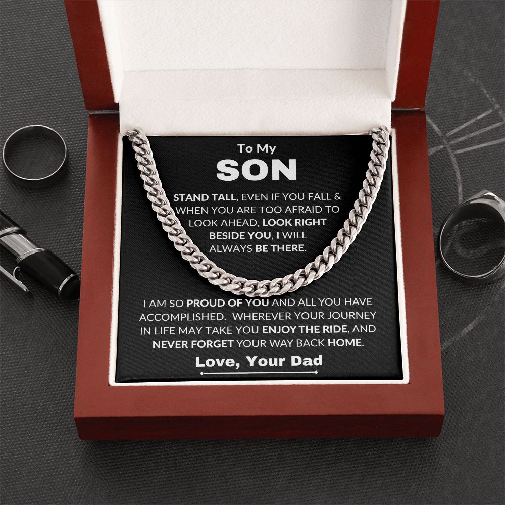 Dad - To My Son - Proud Of You - Cuban Link Chain - Son Gift - Grad Gift - Birthday Gift - Holiday Gift