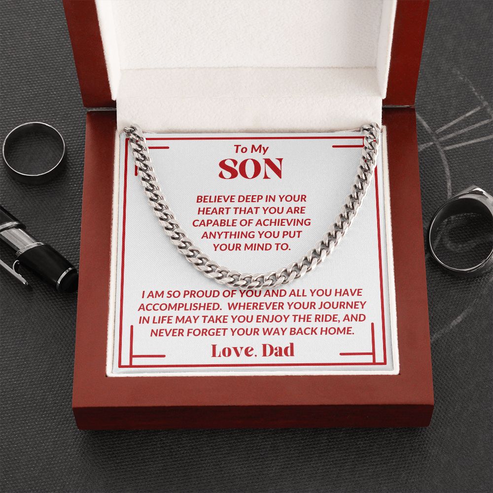 Dad - To My Son - Proud Of You - Cuban Link Chain - Son Gift - Birthday Gift - Graduation Gift - Holiday Gift