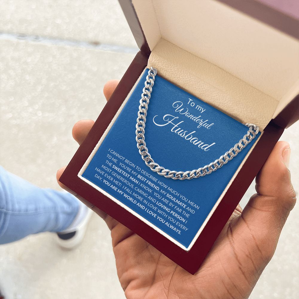 To My Wonderful Husband - You Are My World - Cuban Link Chain