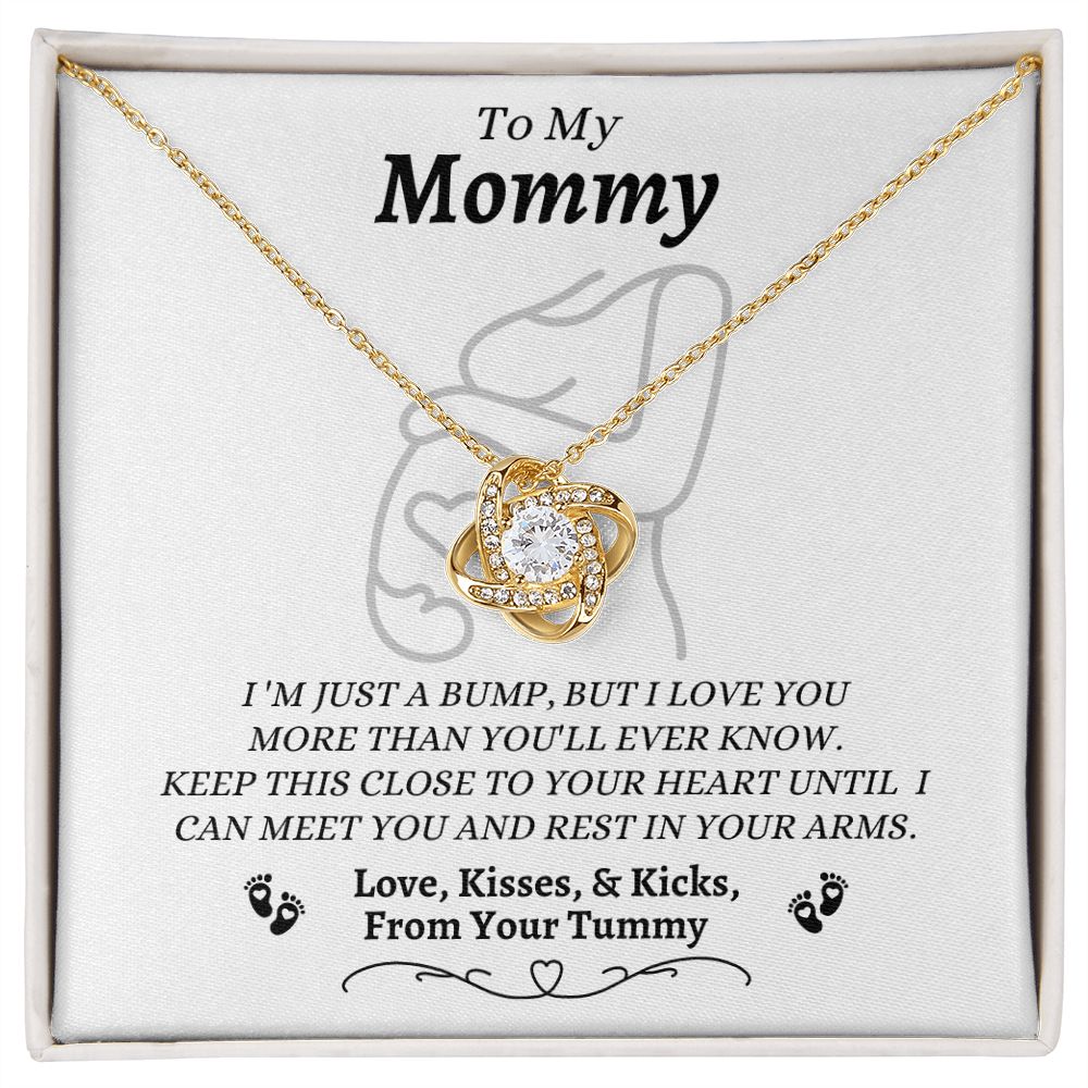 From Your Tummy - To My Mommy - I Love You - Love Knot Necklace - Mom To Be Gift - Baby Shower Gift - Expectant Mother Gift From Family & Friends