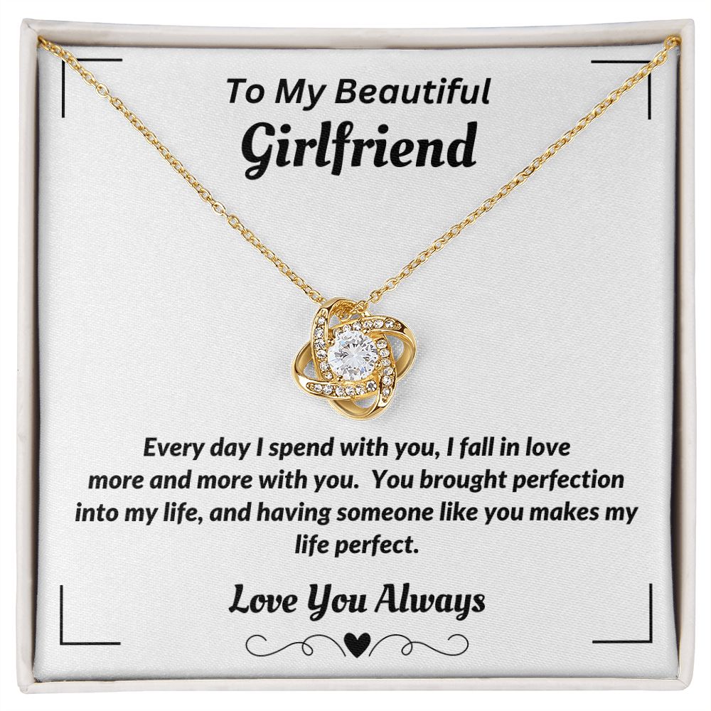 Boyfriend - To My Beautiful Girlfriend - I Fall In Love - Love Knot Necklace - Gift for Girlfriend - Birthday Gift - Christmas Gift