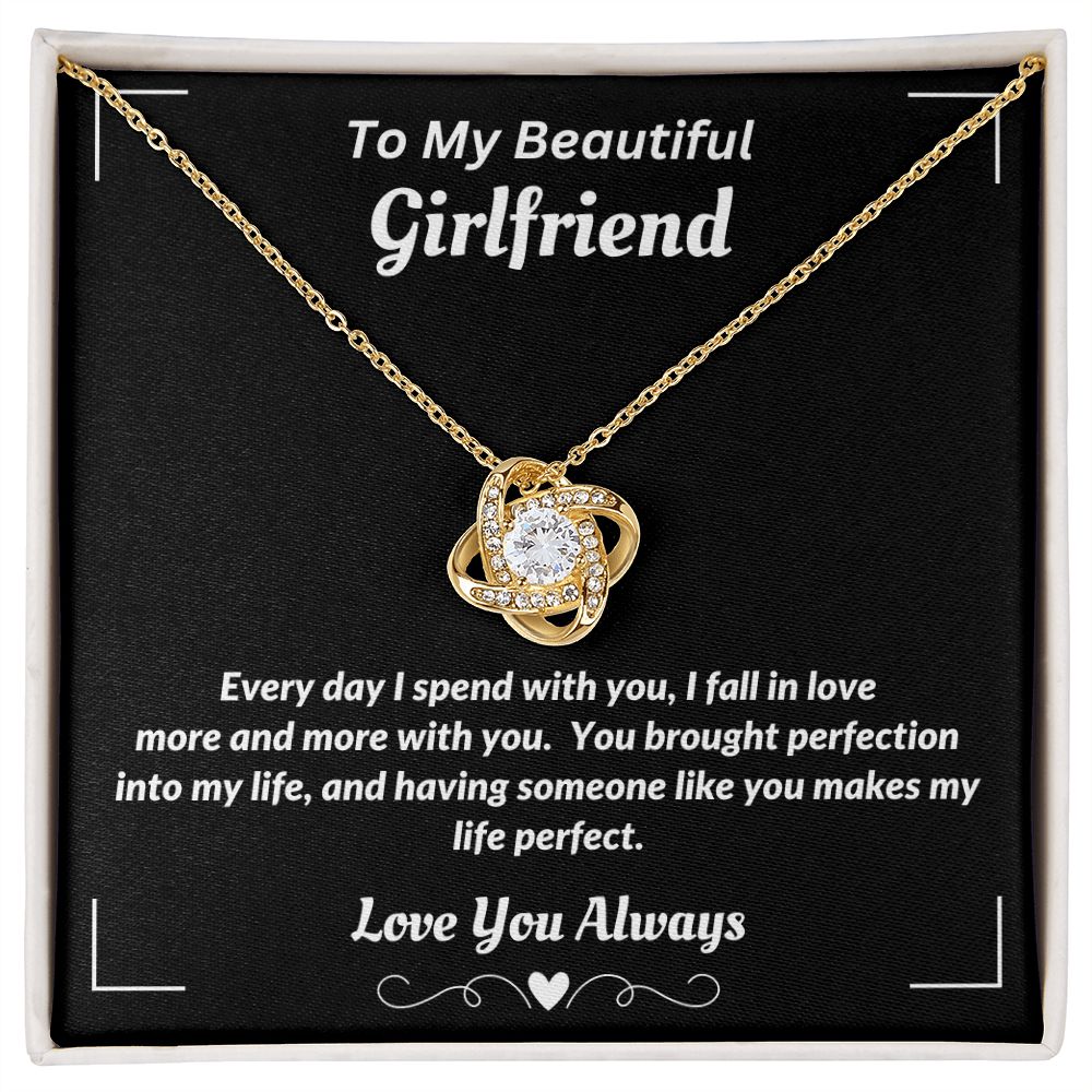 Boyfriend - To My Beautiful Girlfriend - I Fall In Love More - Love Knot Necklace - Gift for Girlfriend - Birthday Gift - Christmas Gift