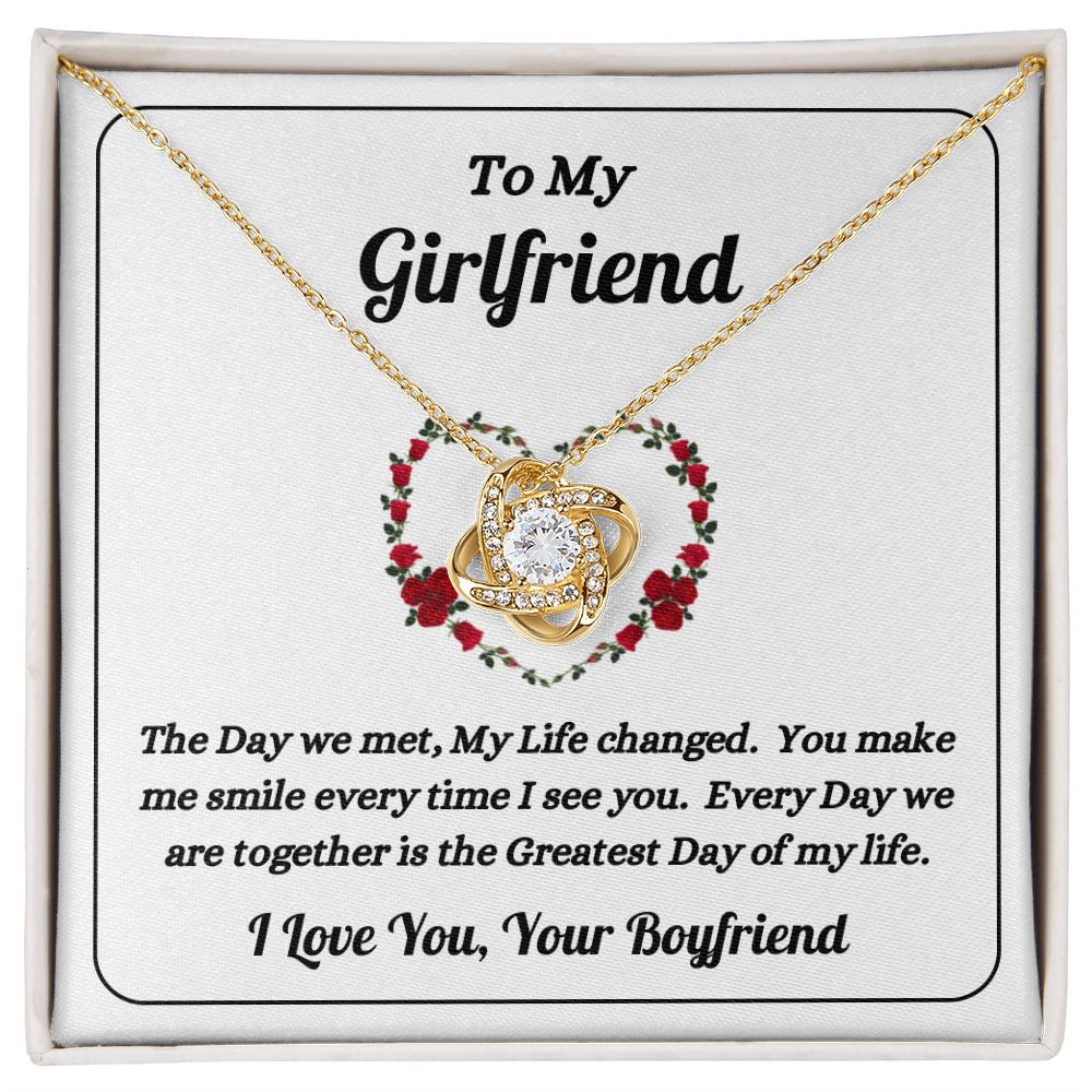 Boyfriend - To My Girlfriend - The Day We Met - Love Knot Necklace - Gift for Girlfriend - Birthday Gift - Christmas Gift