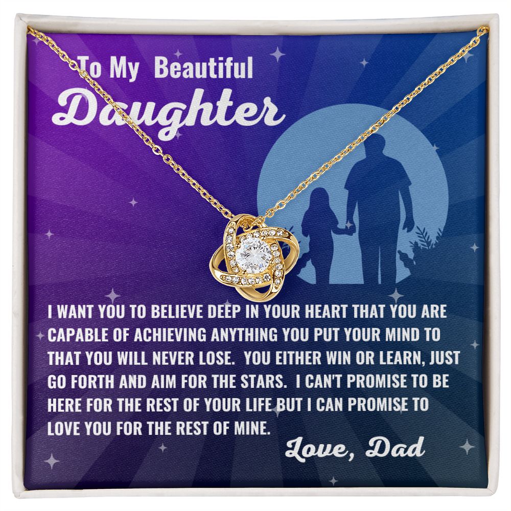 Dad - To My Beautiful Daughter - Deep In Your Heart - Love Knot Necklace - Daughter Gift - Birthday Gift - Christmas Gift