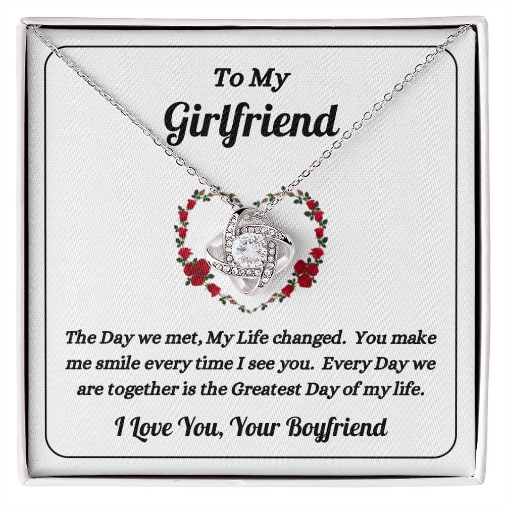 Boyfriend - To My Girlfriend - The Day We Met - Love Knot Necklace - Gift for Girlfriend - Birthday Gift - Christmas Gift